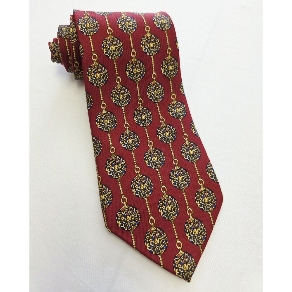 The Metropolitan Museum of Art 100% Silk Woven Geometric Pointed Tie Red